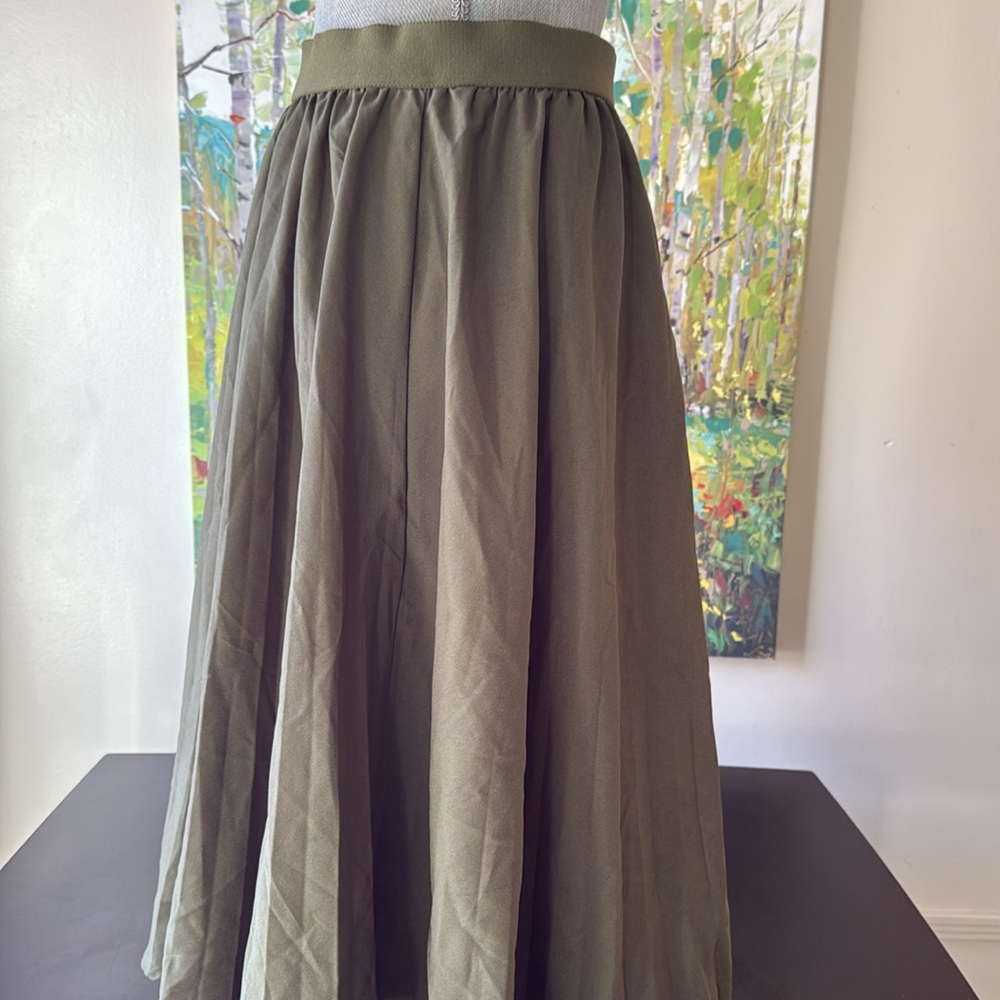 KATE KASIN ARMY GREEN ELASTIC WAIST LINED SKIRTS SIZE MEDIUM 🌟EUC🌟